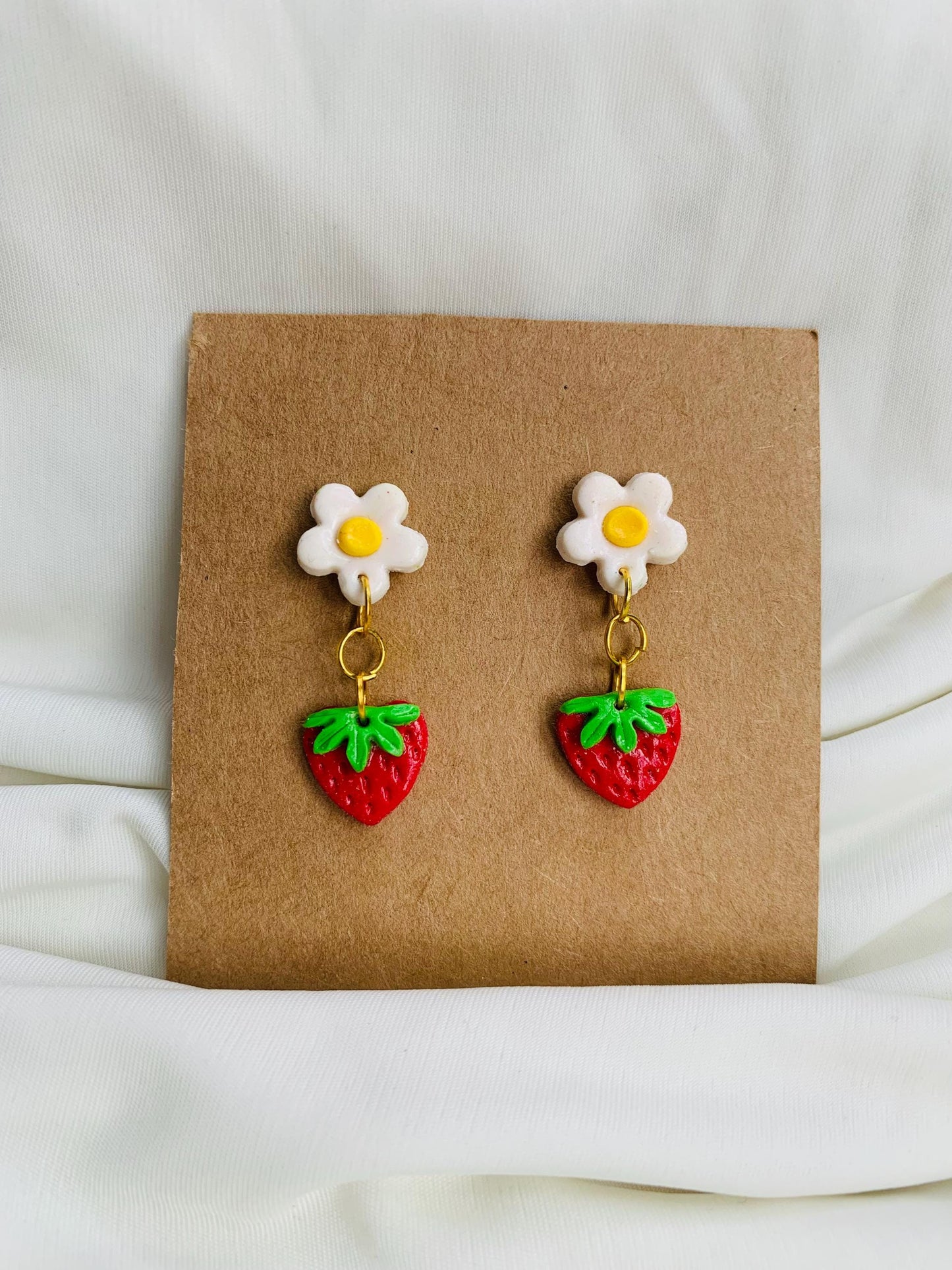 Strawberries and blossoms earrings