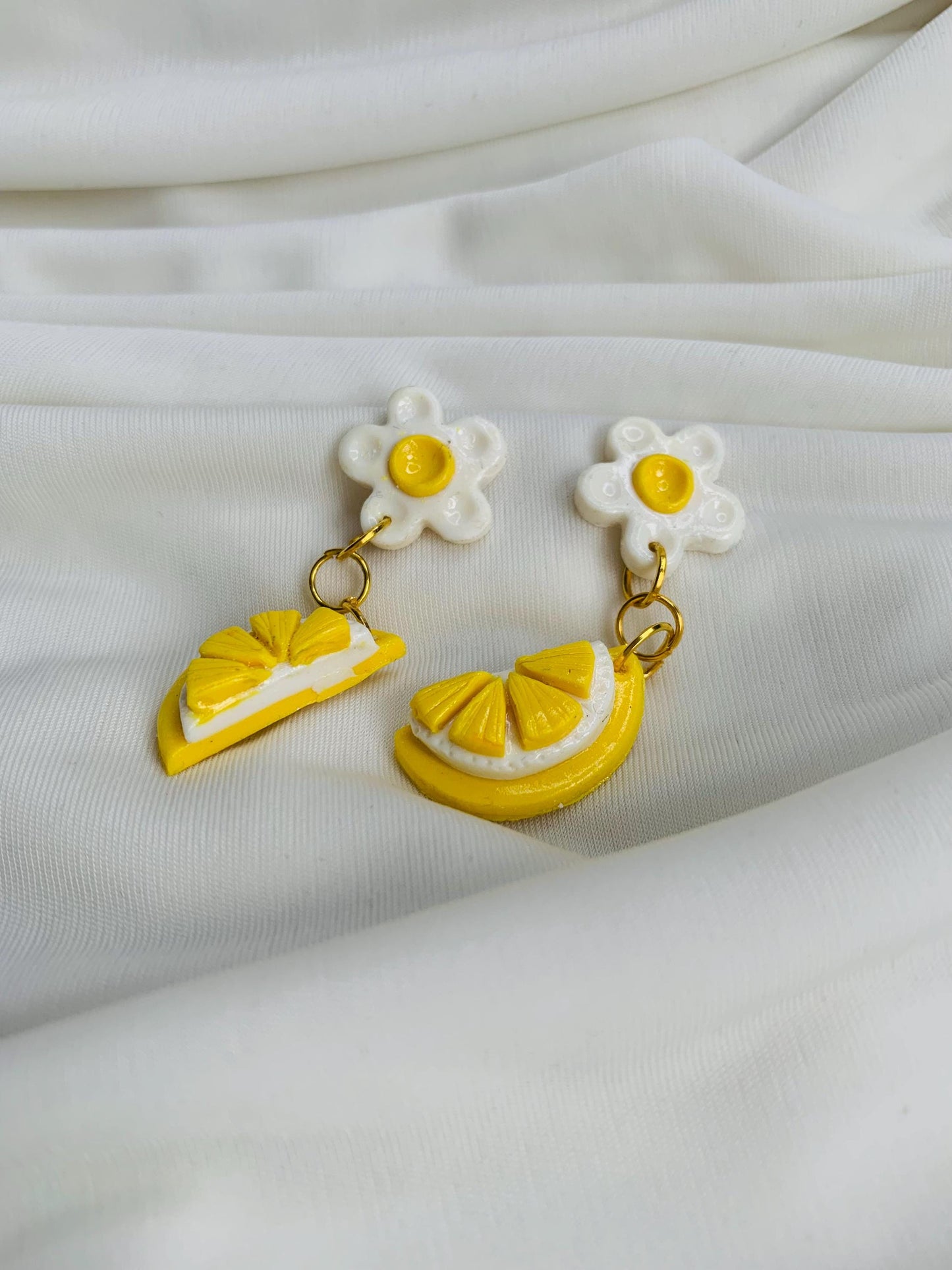 Lemon with blossoms earrings