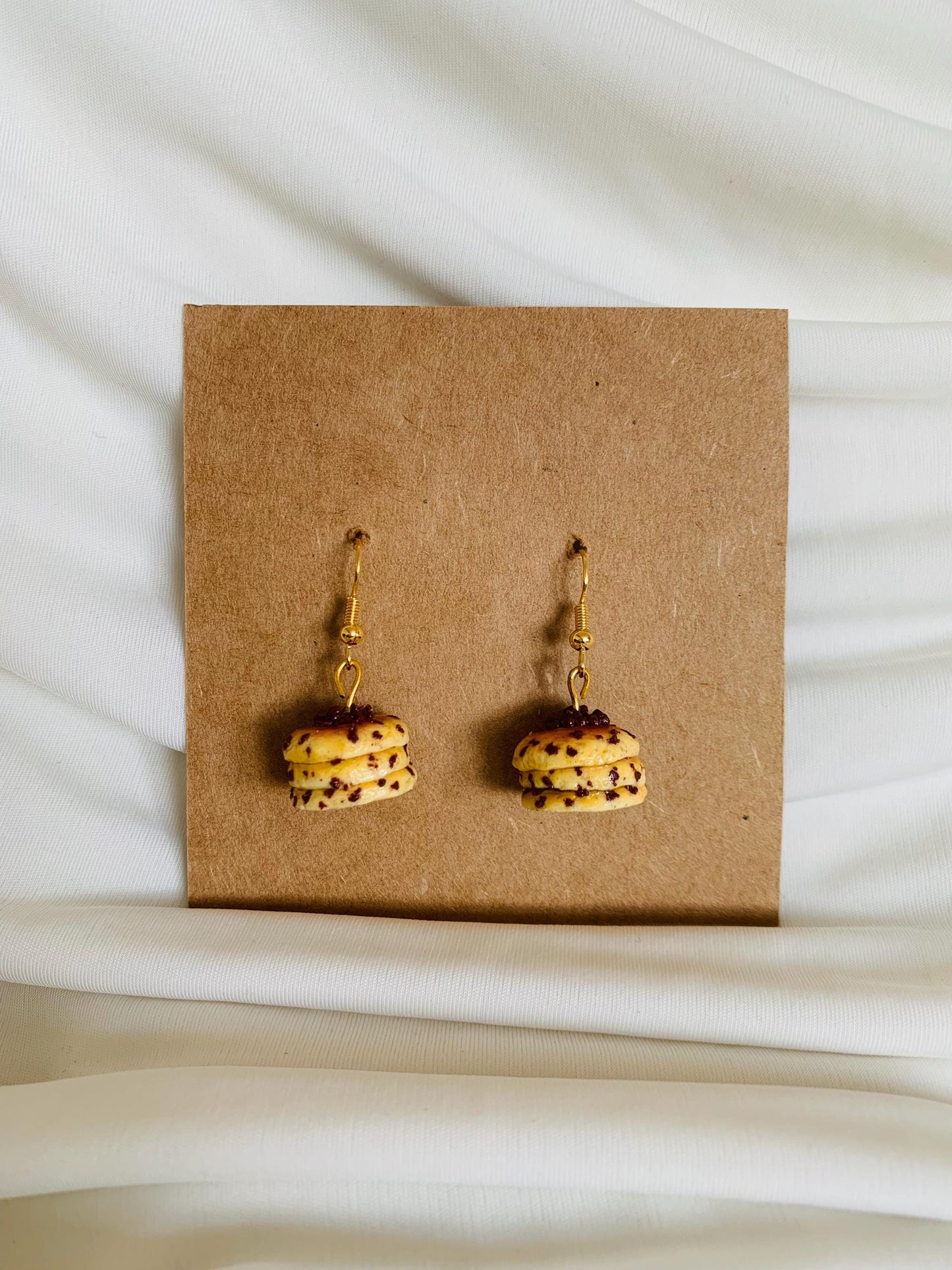 Chocolate chip pancakes earrings