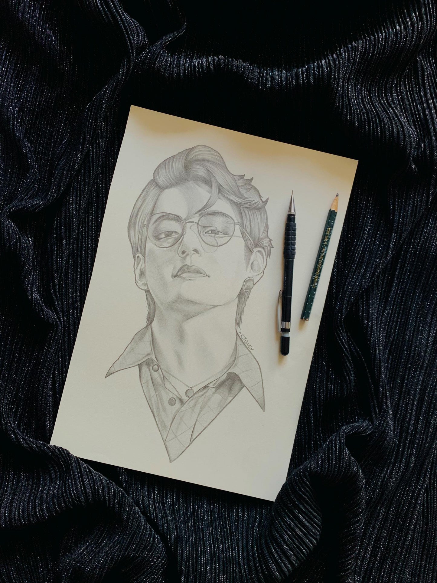 Taehyung of BTS pencil Art Print/Poster, Fanart, Matte, K-Pop, Gift, BTS