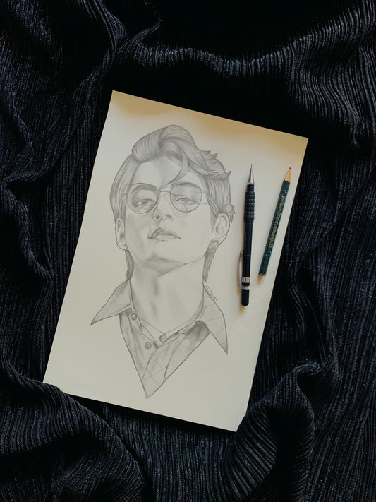 Taehyung of BTS pencil Art Print/Poster, Fanart, Matte, K-Pop, Gift, BTS