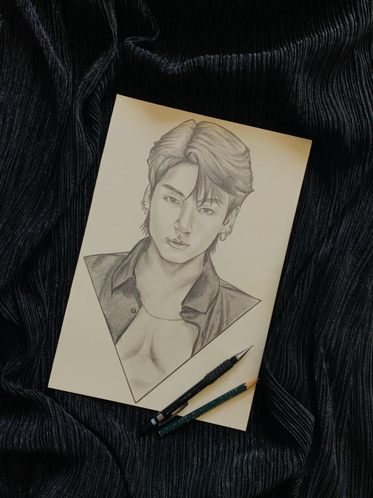 CK Jungkook of BTS pencil Art Print/Poster, Fanart, Matte, K-Pop, Gift, BTS
