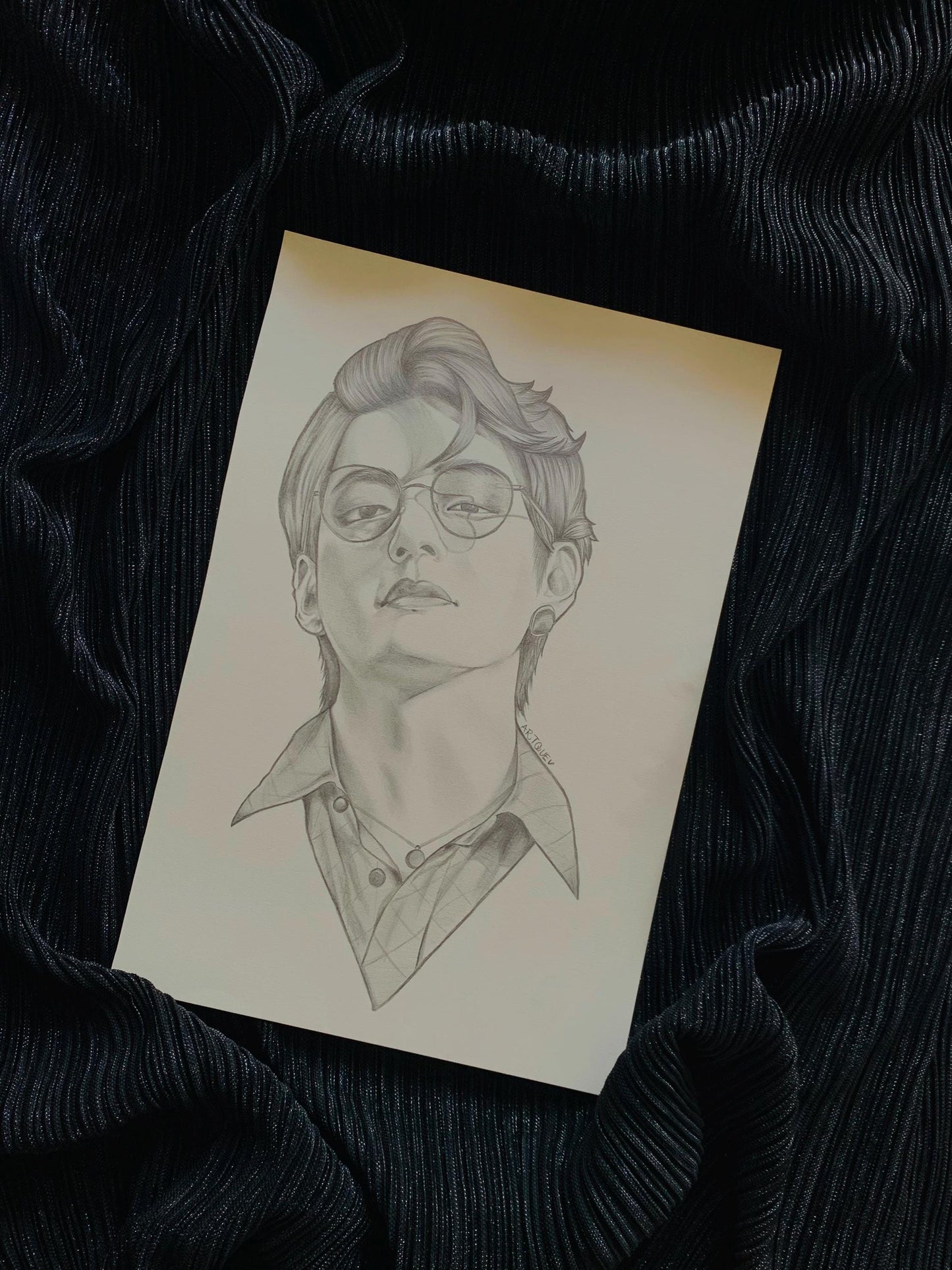 Taehyung of BTS pencil Art Print/Poster, Fanart, Matte, K-Pop, Gift, BTS