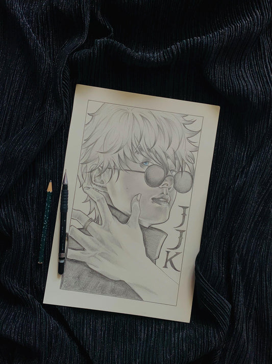 Gojo Jungkook of BTS pencil Art Print/Poster, Fanart, Matte, K-Pop, Gift, BTS