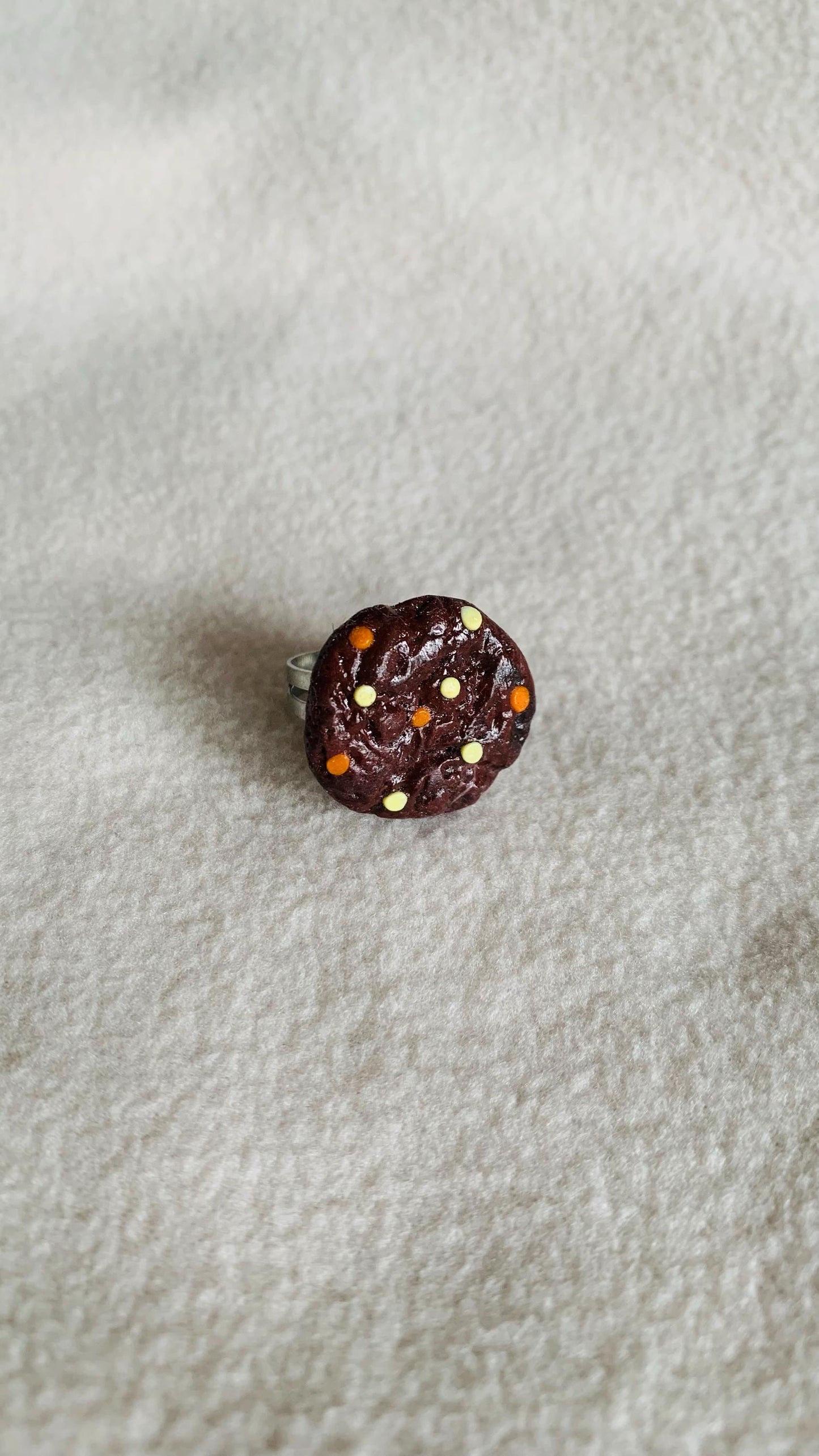 Adjustable chocolate Reese’s pieces cookie ring