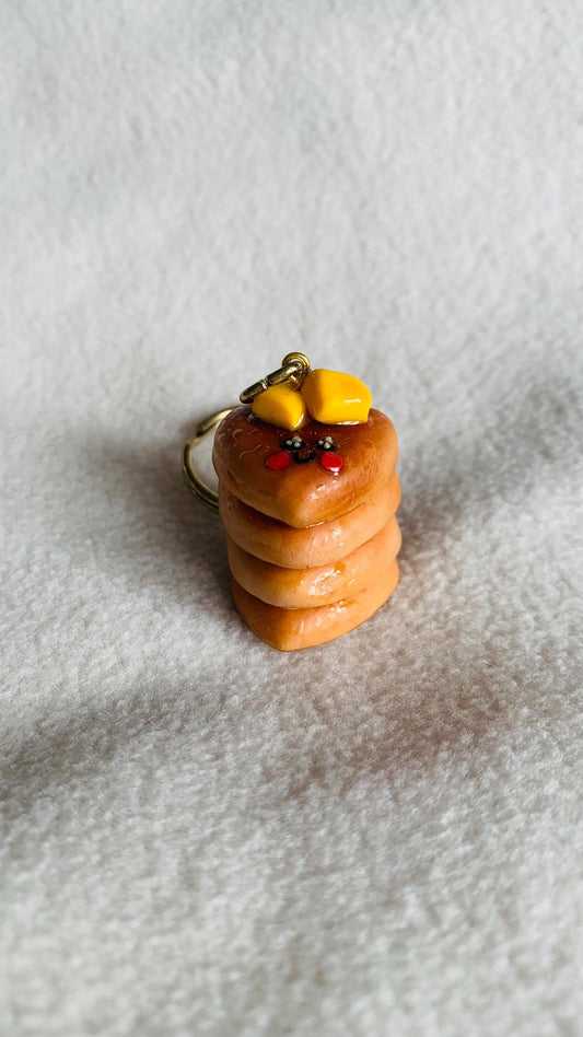 Kawaii heart shaped pancakes keychain